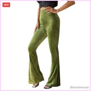 Velvet Elastic Waist Flare Leg Palazzo Pants Elegant Chic Retro Y2K